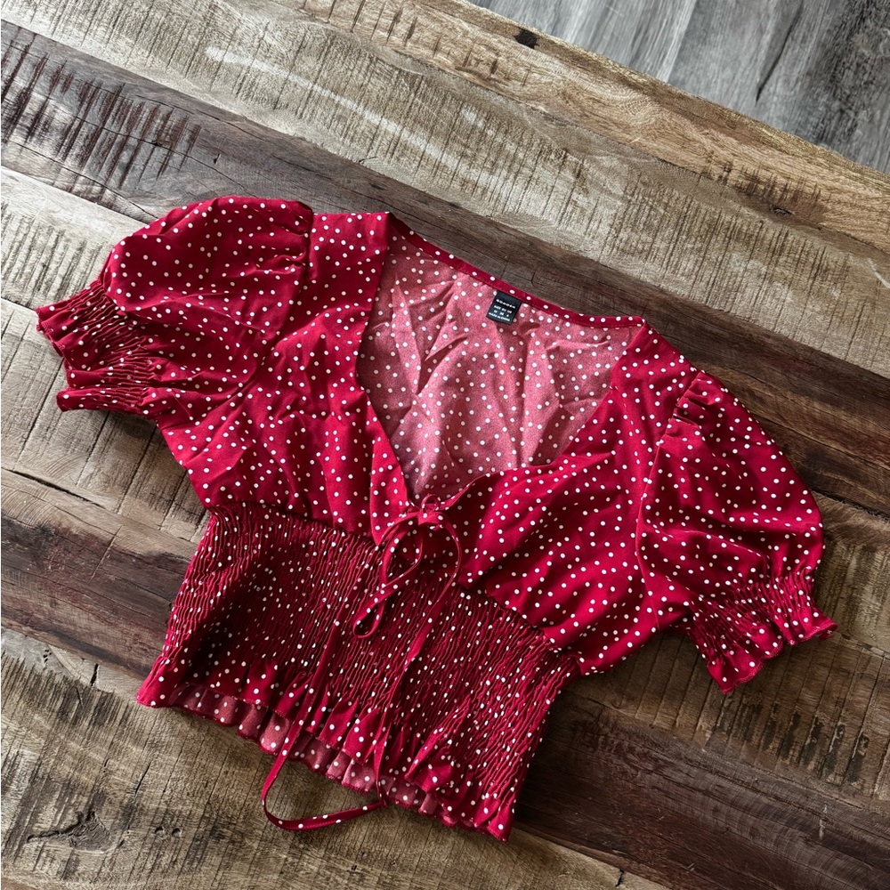 Red Polka Dot Women's Top